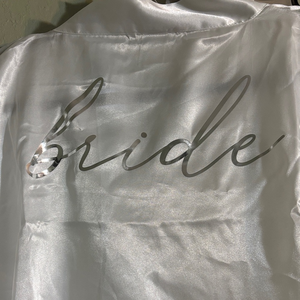 White Satin Bridal Robe - Picture 2 of 4